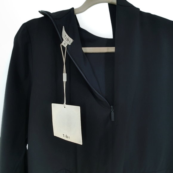 Tibi Navy Neck Tie Retro 100% Silk Shift Dress - Picture 6 of 8